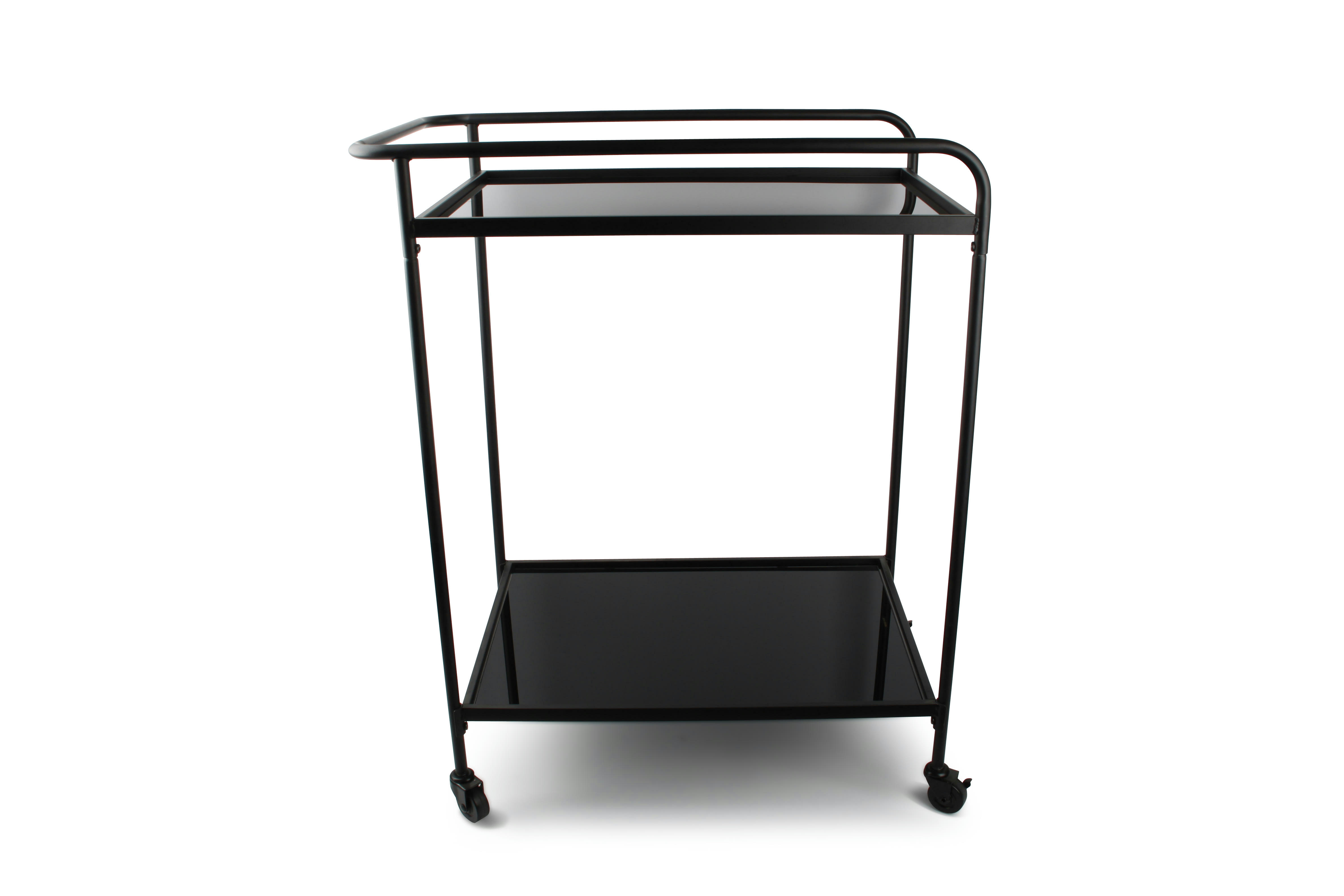 BAR - Chariot de service 2 couches en verre noir 66x40xH83,5cm