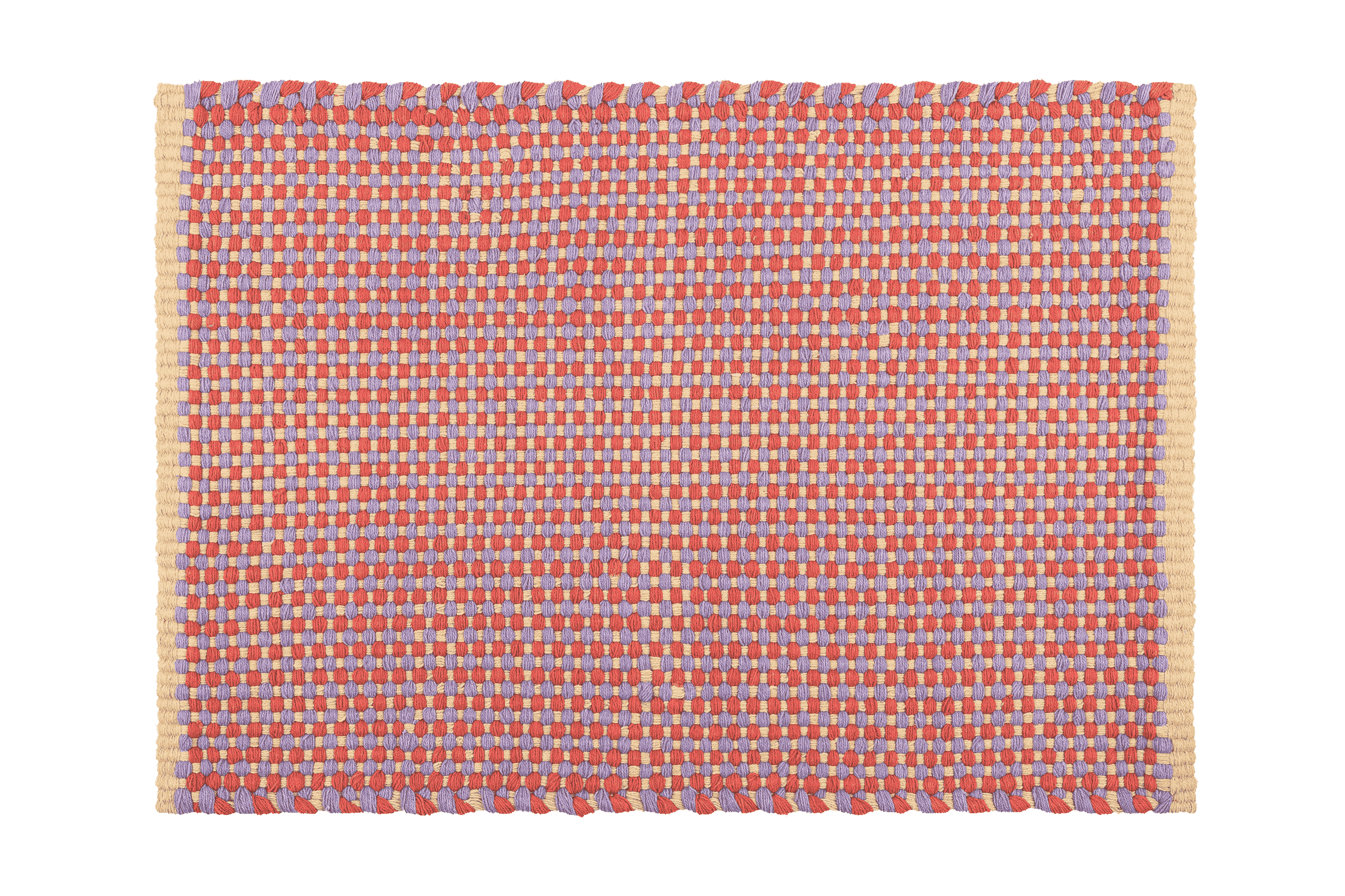 noo.ma handgeweven katoenen deurmat 50-70 cm - terracotta, lila & geel