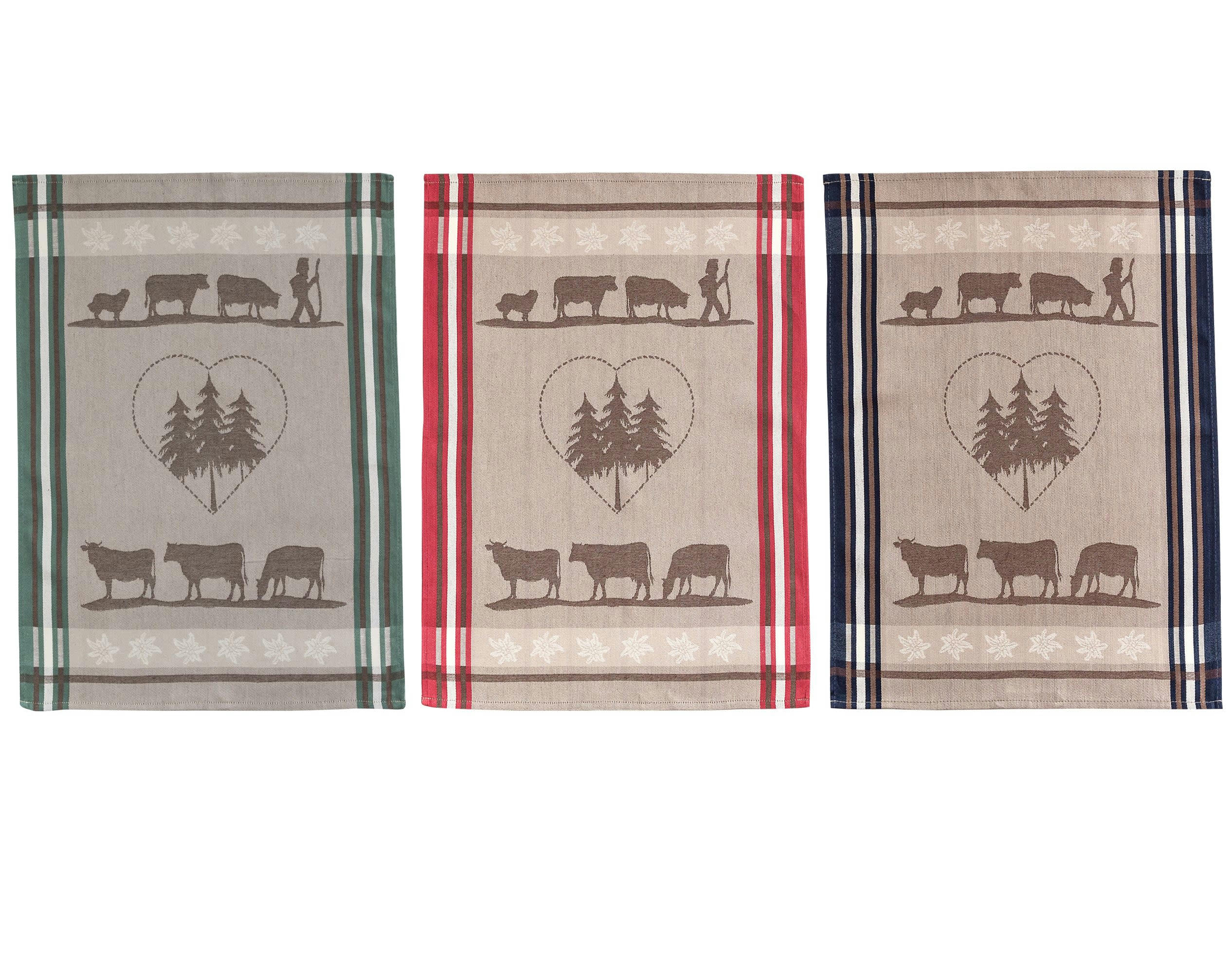 ALPAGE - Lot de 6 torchons gris en coton 50x70