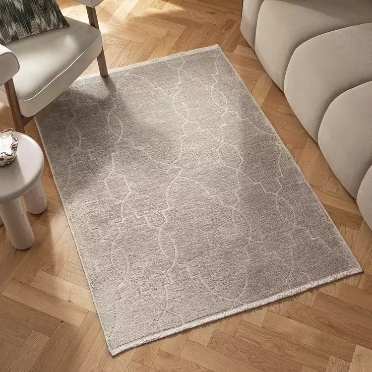 Habitat Luxe Chenille Neutral Flatweave Rug - 120x170cm