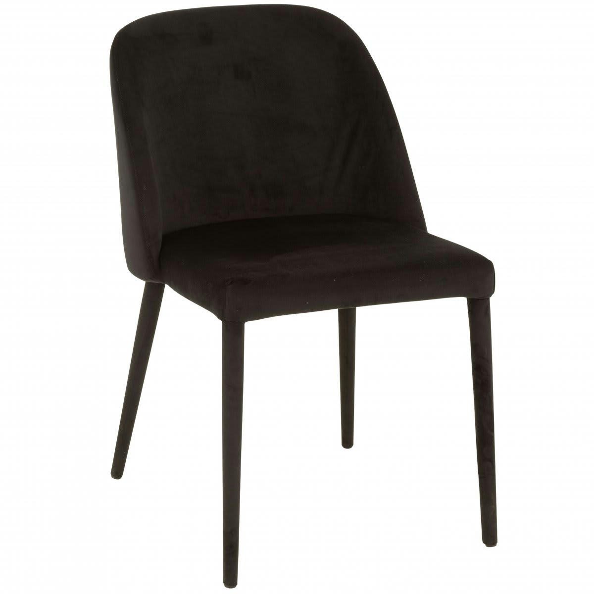 VARSOVIE - Chaise salle à manger en velours noir