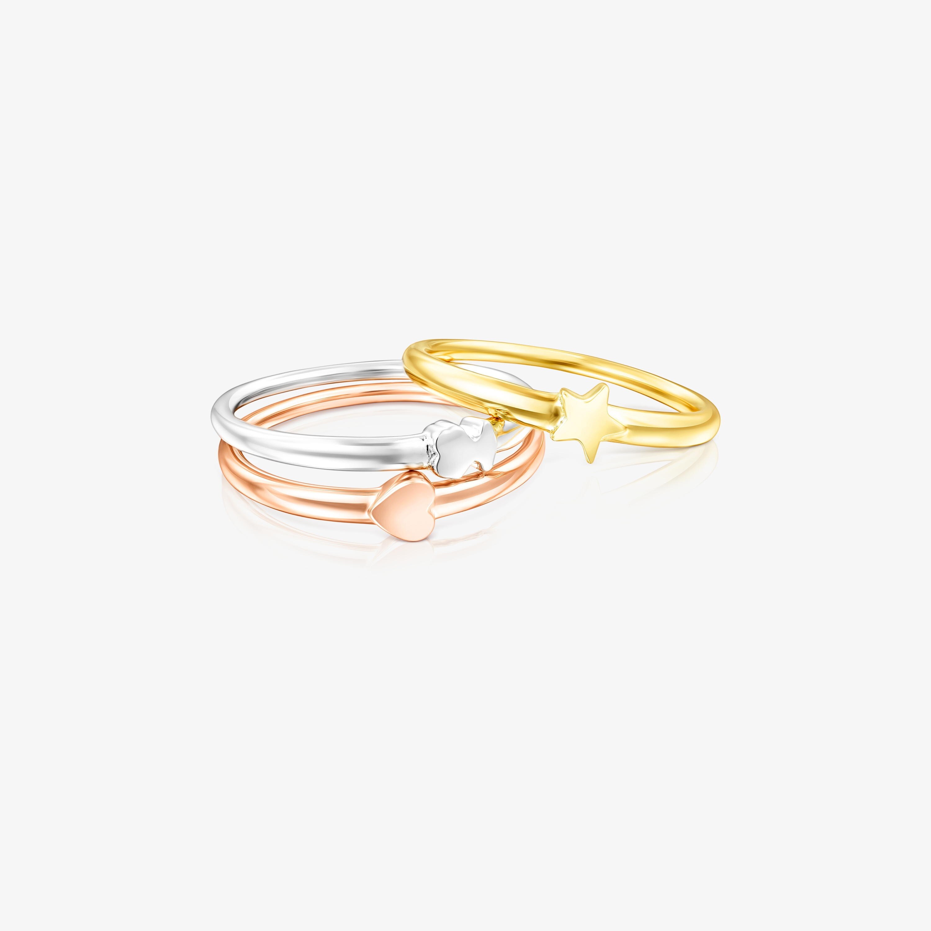 Pack de Anillos motivos de plata, plata vermeil y plata vermeil rosa Ring Mix