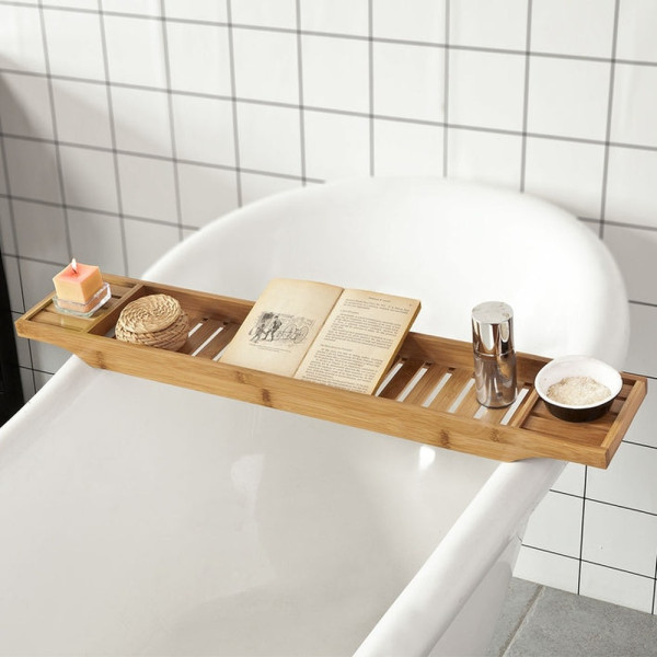SoBuy Półka na wannę 80x14.6x4.5cm Rustykalny FRG212-N