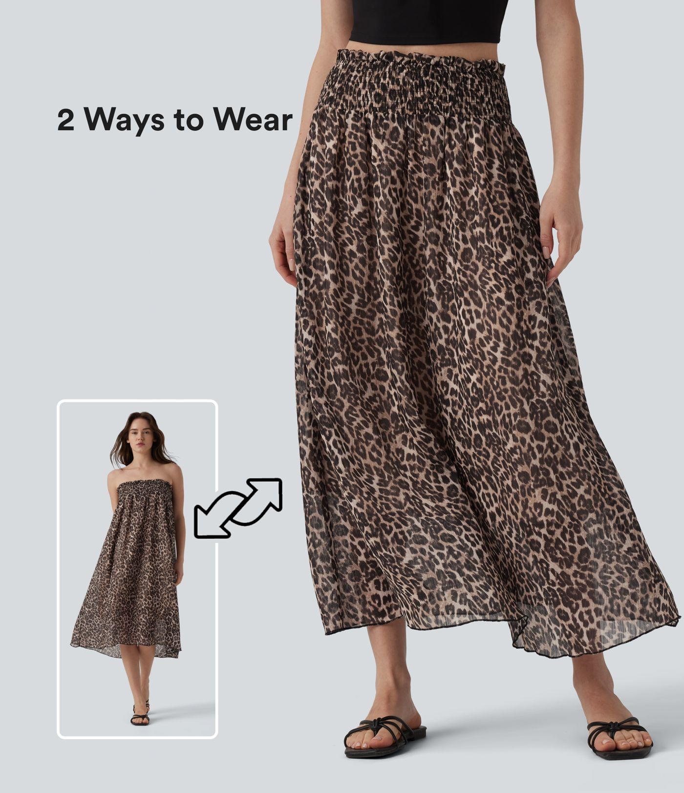 Jupe midi fluide décontractée taille haute avec poches