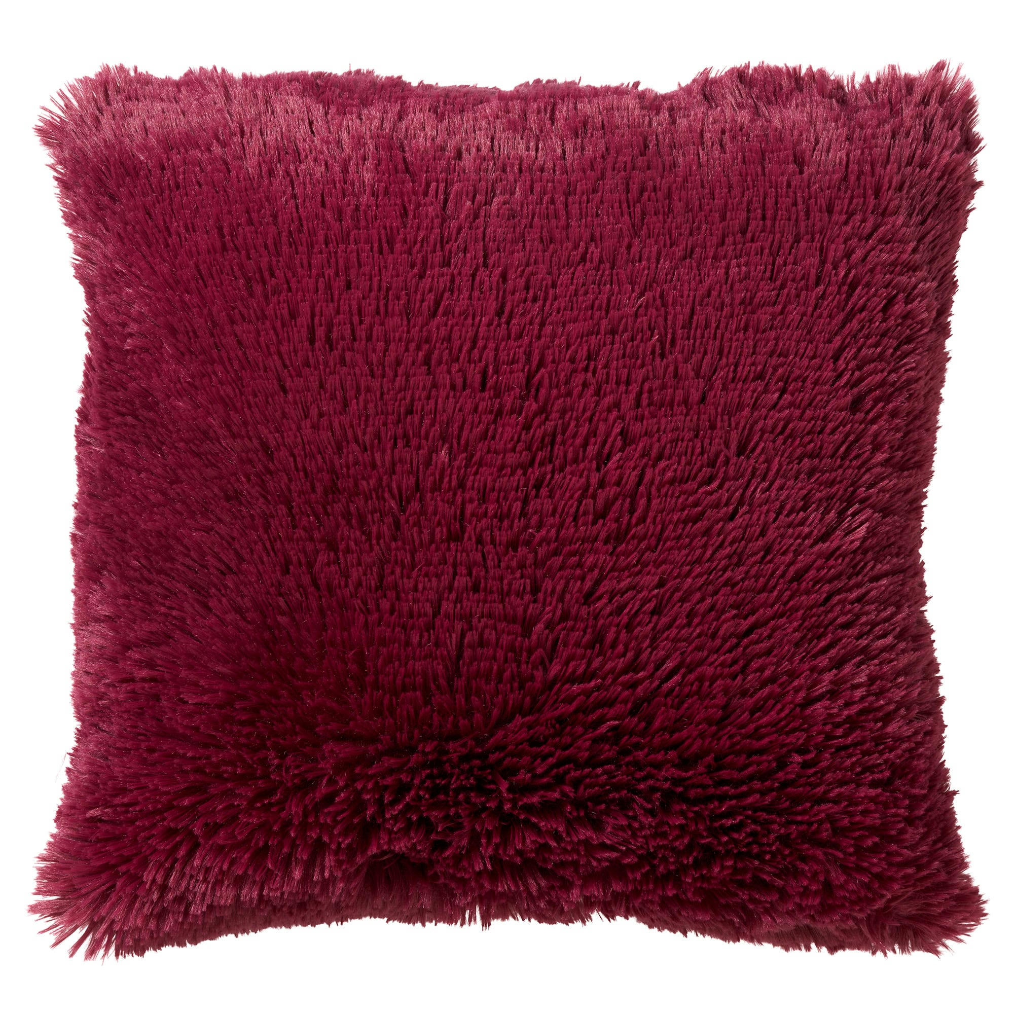 - Housse de coussin rouge fausse fourrure-60x60 cm uni