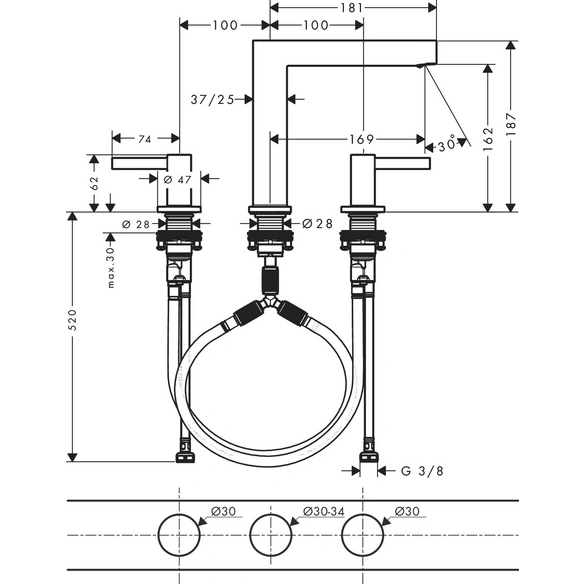 Armatur »Finoris«, mit Festauslauf, Ausladung: 200 mm, Fließdruck: 10 bar