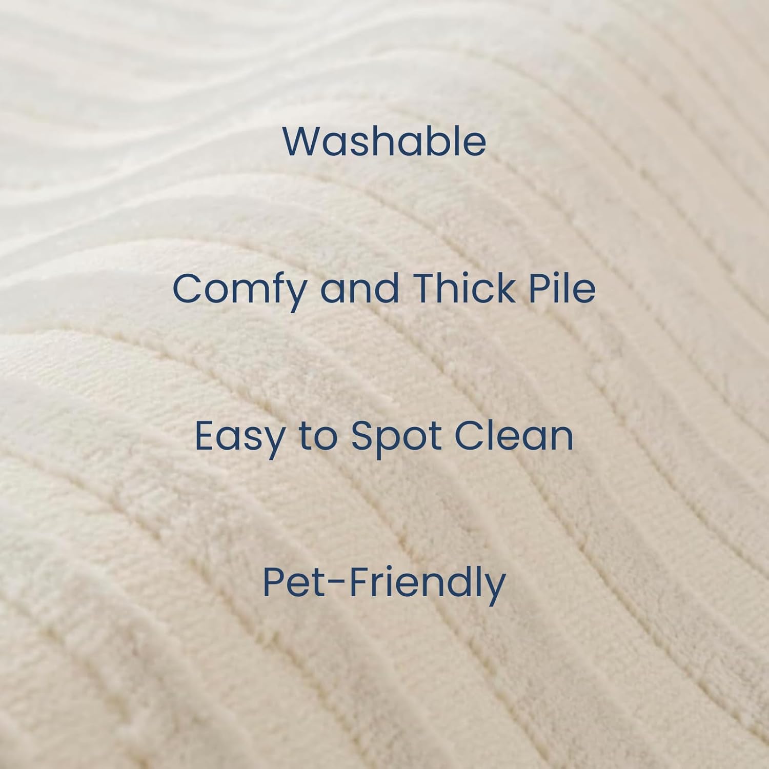Revival Rugs Soloba 7'10x10' Washable Area Rug for Living Room Bedroom - 100% Recycled Oeko-TEX Certified, Medium Pile, Beige, Cream