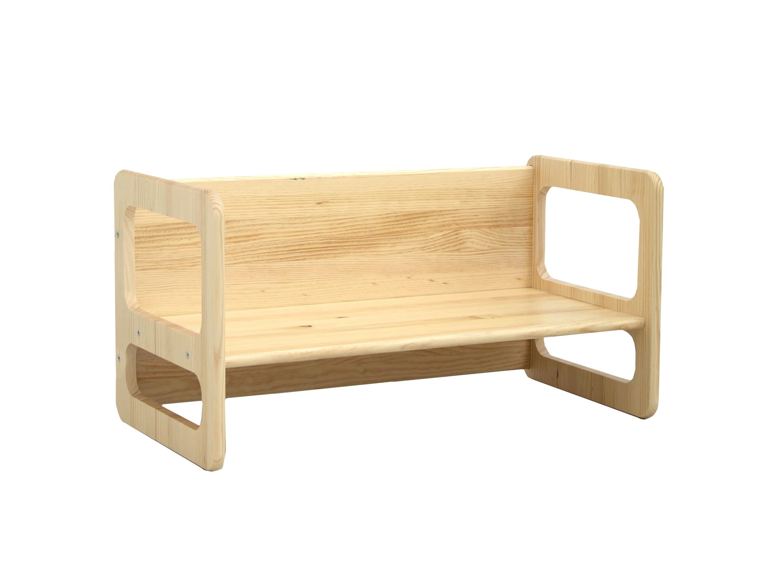 BANCO - Banc en bois de pin massif en couleur bois naturel Montessori.