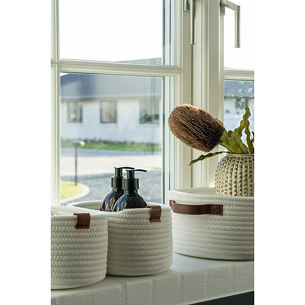 Lot de 3 Paniers Décoratifs de Rangement Jarana, Blanc, Coton, 25x35x13 cm, Seven Design