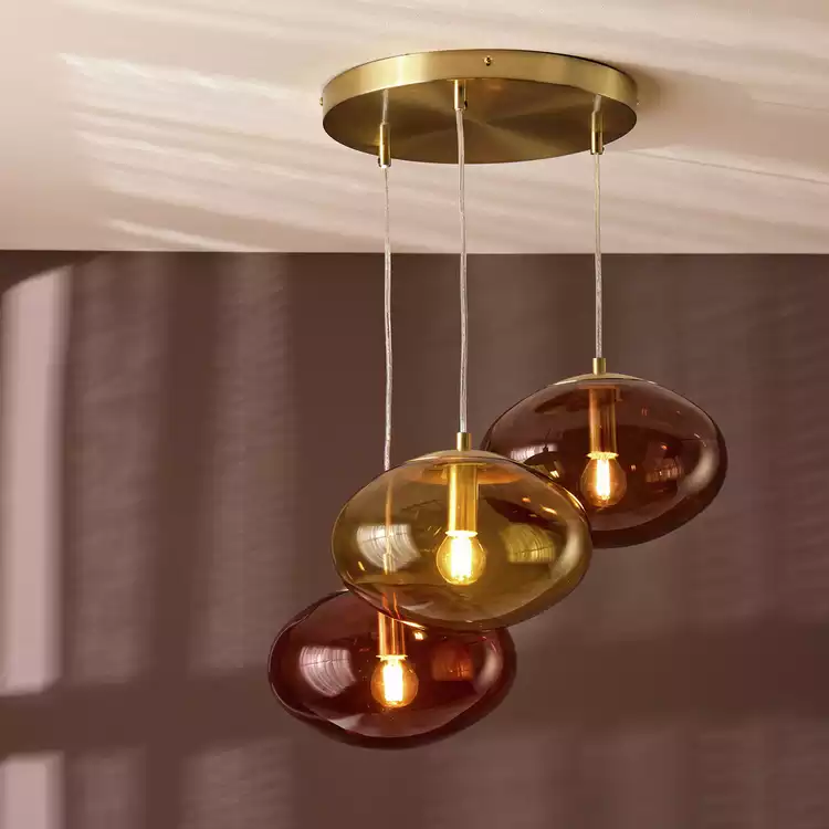 Habitat Honey Glass 3 Light Cluster Ceiling Light - Brown