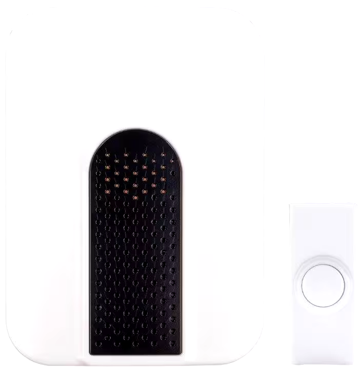 HeathZenith Wireless Battery 85-db 150-ft 3-Tune Doorbell Chime Kit, 1 Push Button, Black/White