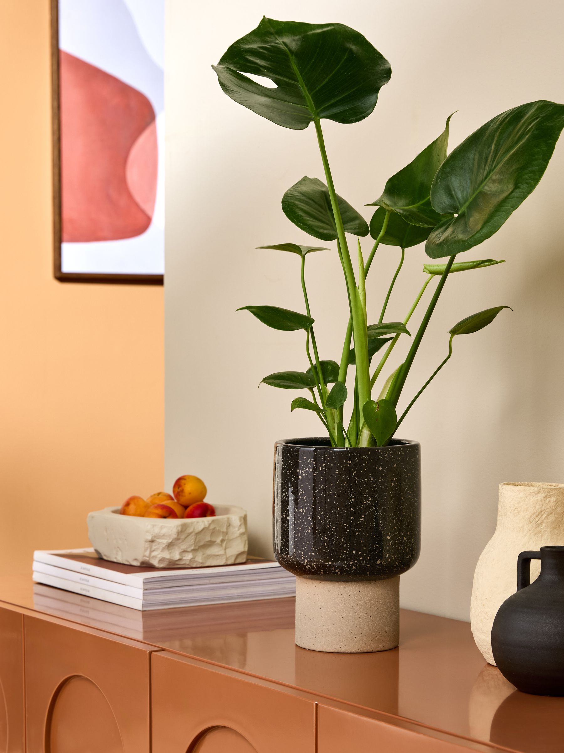 Santiago Hand Splatter Small Plant Pot in Brown