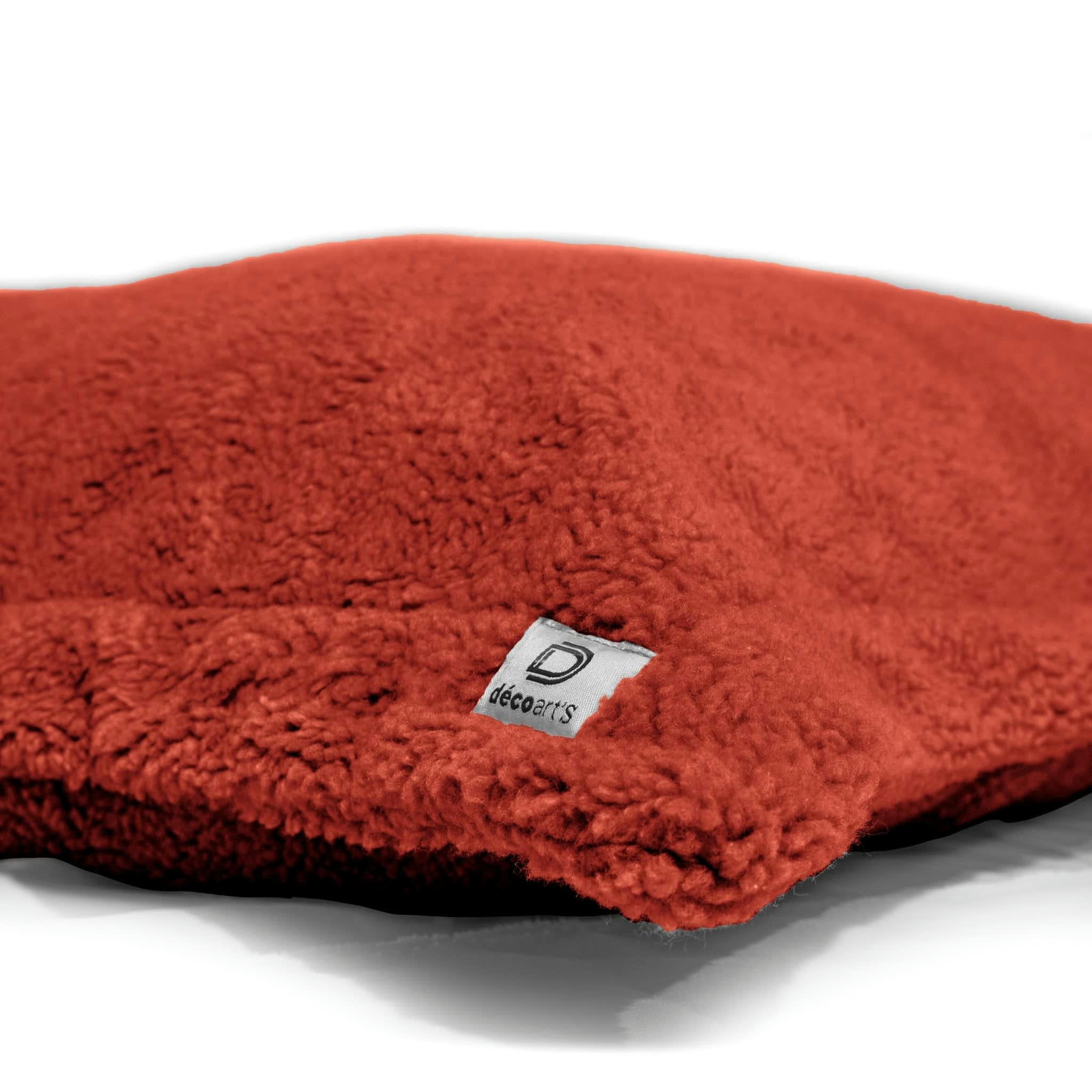 - Pouf Intérieur XL - Housse Sherpa (Effet Mouton) terracotta