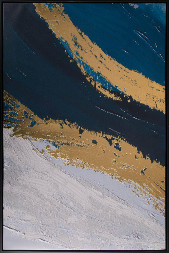 Nowoczesny Obraz Abstrakcyjny 60x90 cm Biało-Złoty