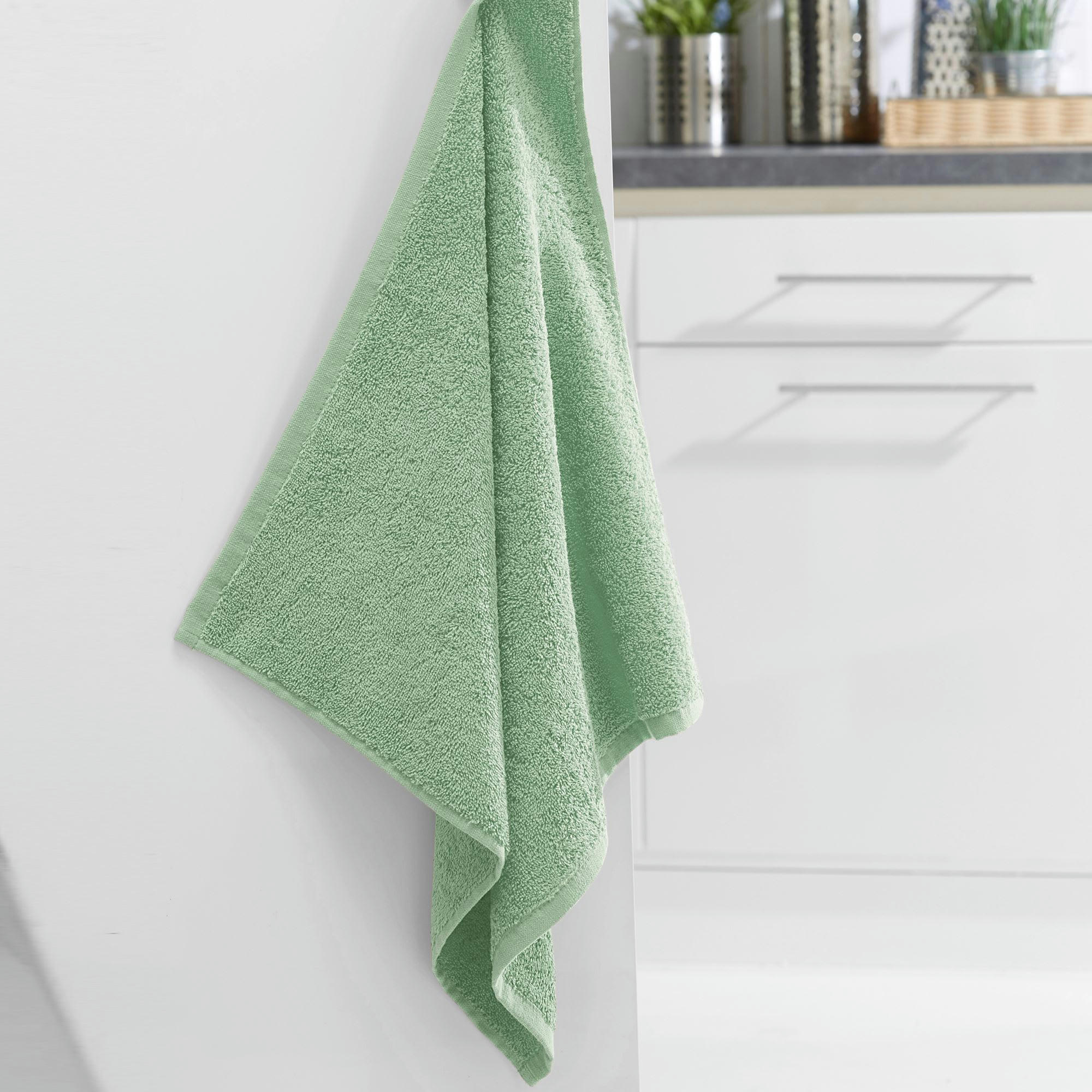 PRATIK - Lot de 2 essuie-mains 50x50 vert jade en coton