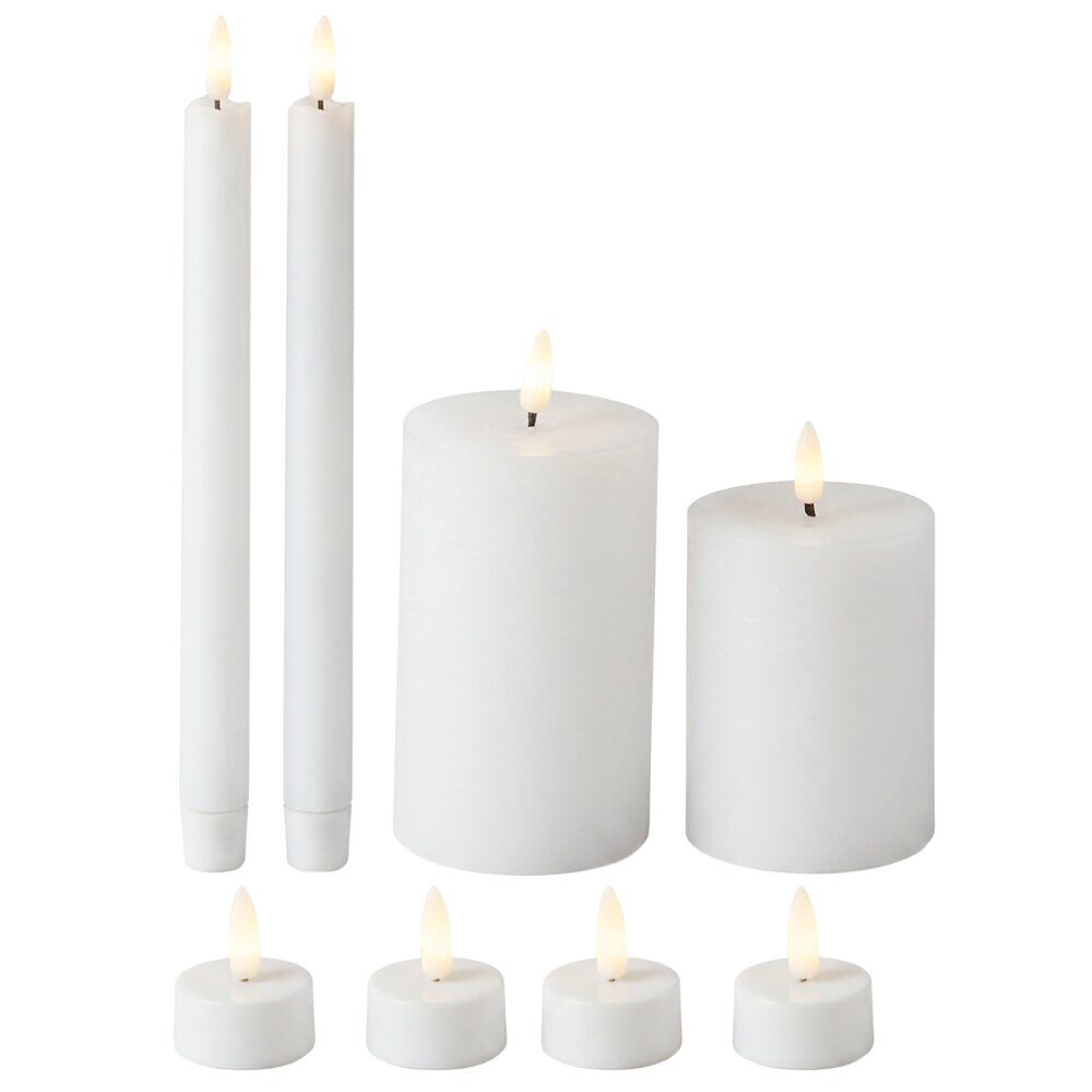 Bougie LED X9 pcs L22X9XH25 cm plastique blanc