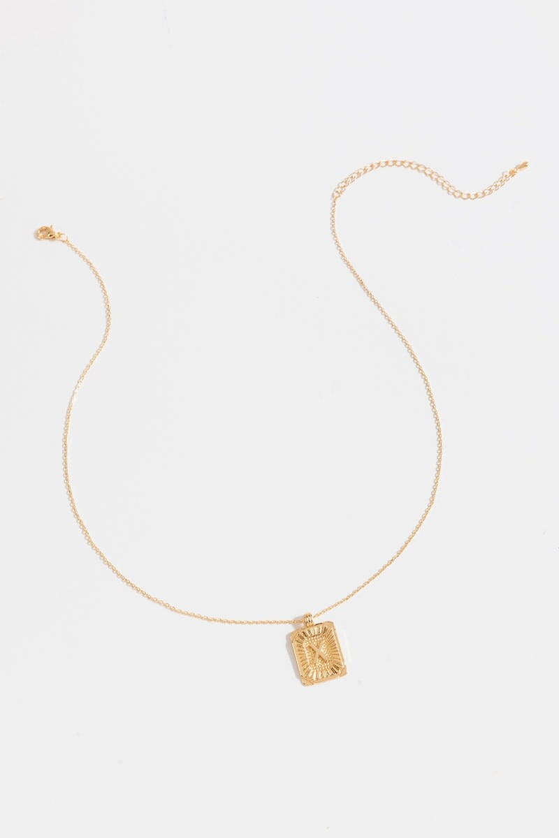 Initial ID Tag Pendant Necklace