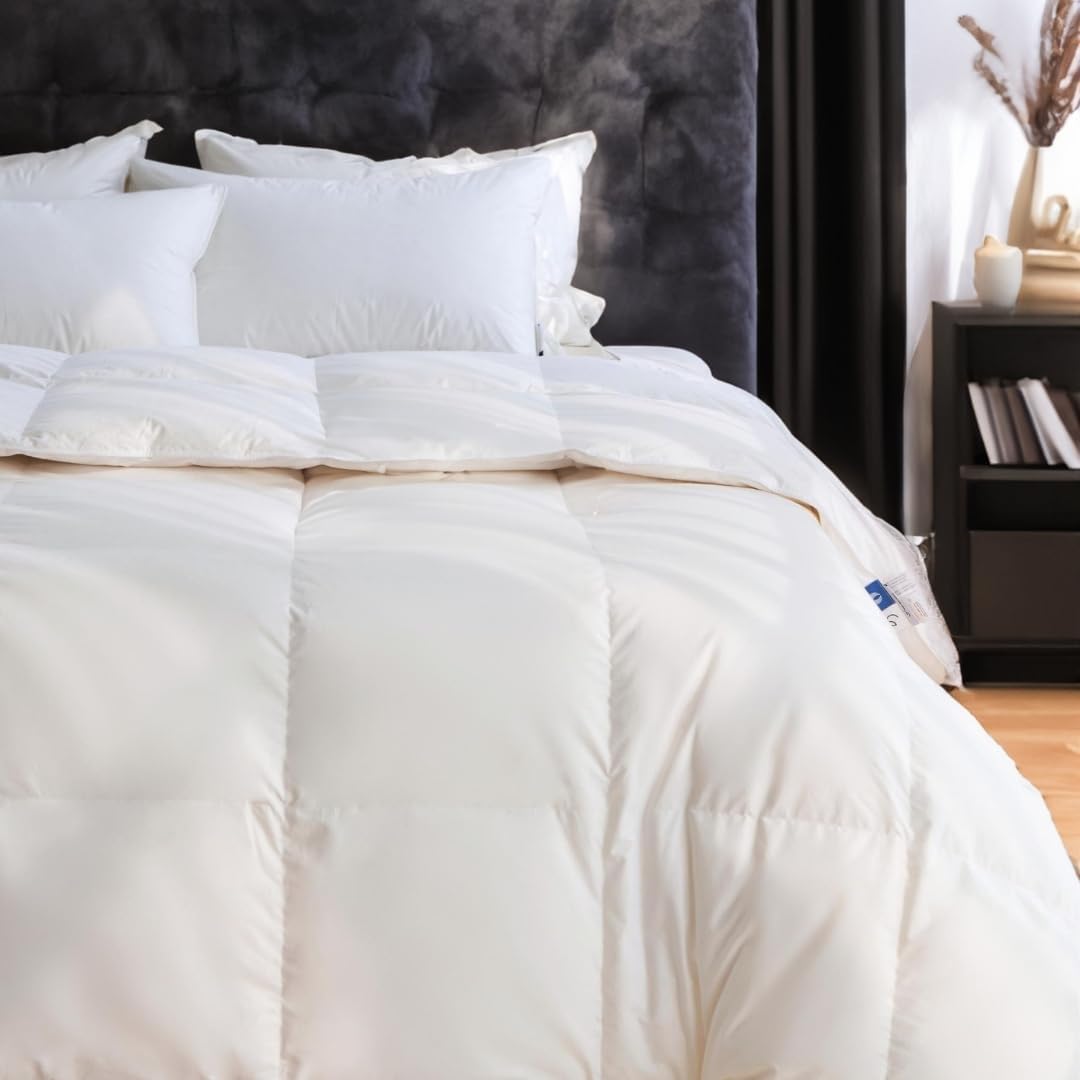 Royal Elite Goose Down Comforter King Size- Made in Canada White Goose Down Duvet Insert- Oeko Tex Certified Cotton Shell-Lightweight&Fluffy