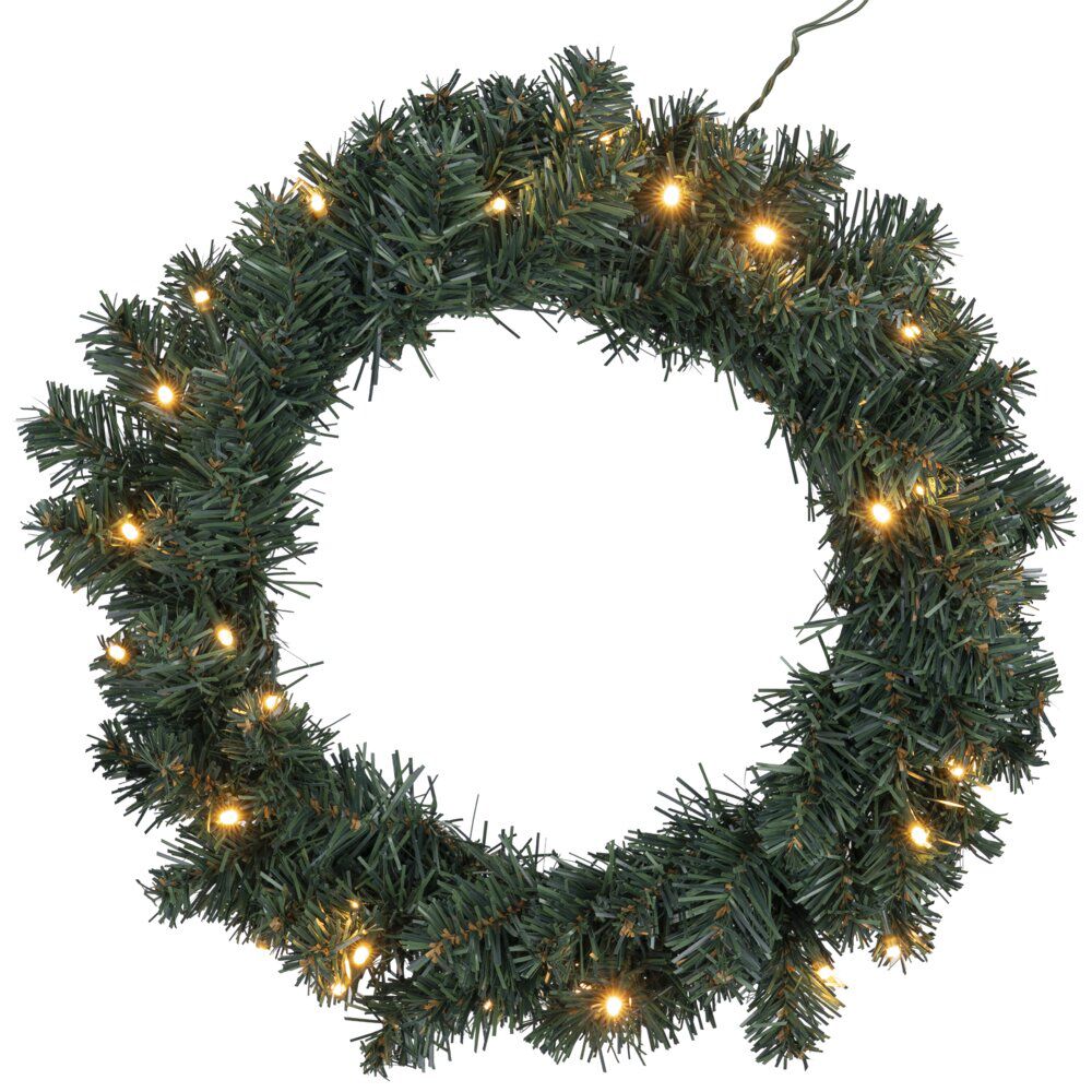 Couronne de No&euml;l verdure lumineuse LED Ø35cm