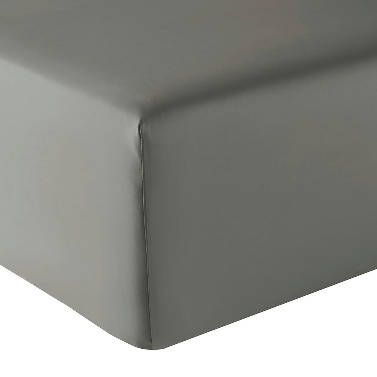 TRIANON - Drap housse satin gris foncé 140x200 cm