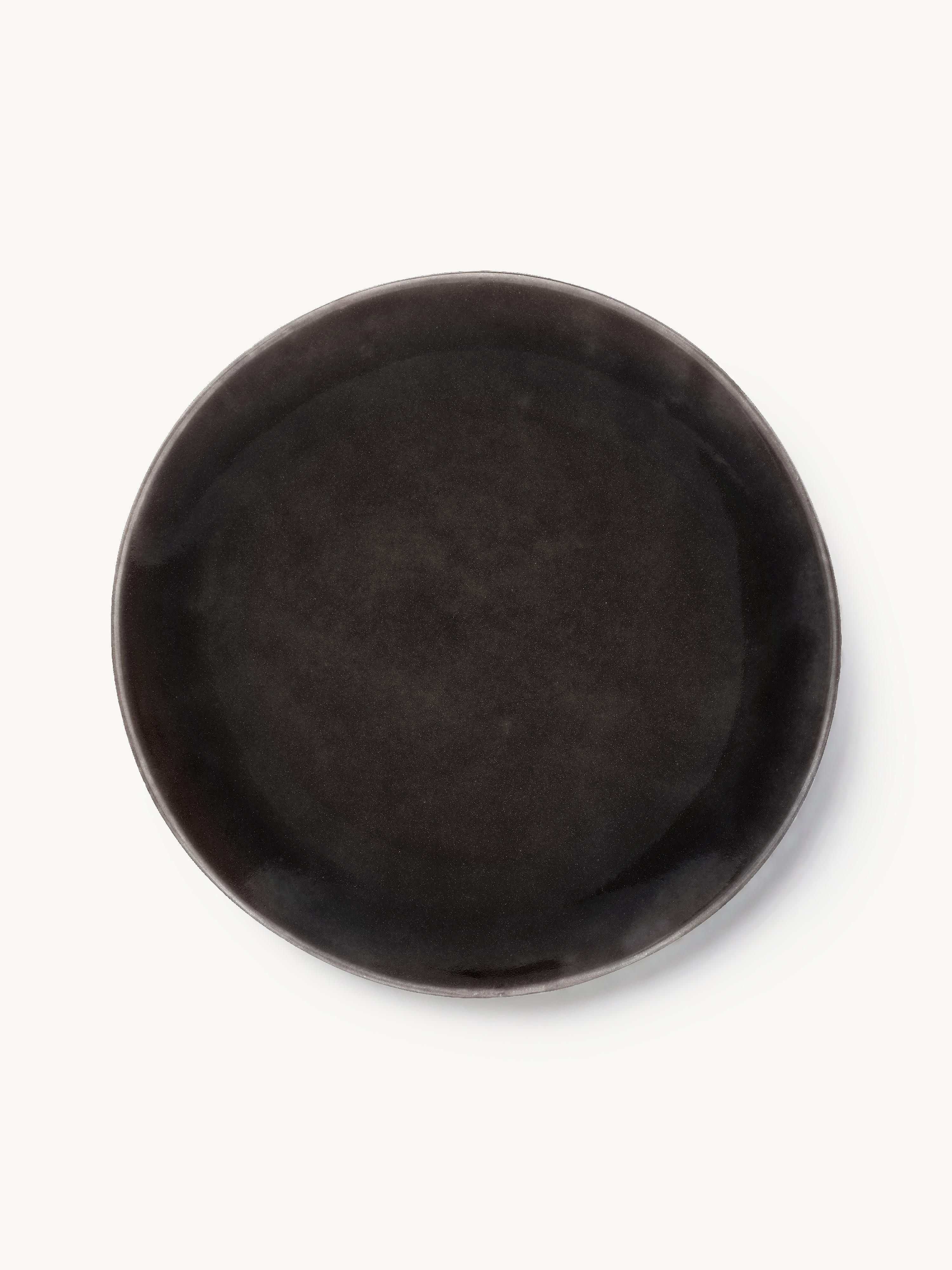 Handgemachte Frühstücksteller Nordic Coal, 4er-Set