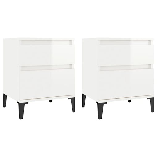 NNEVL Bedside Cabinets 2 pcs High Gloss White 40x35x50 cm