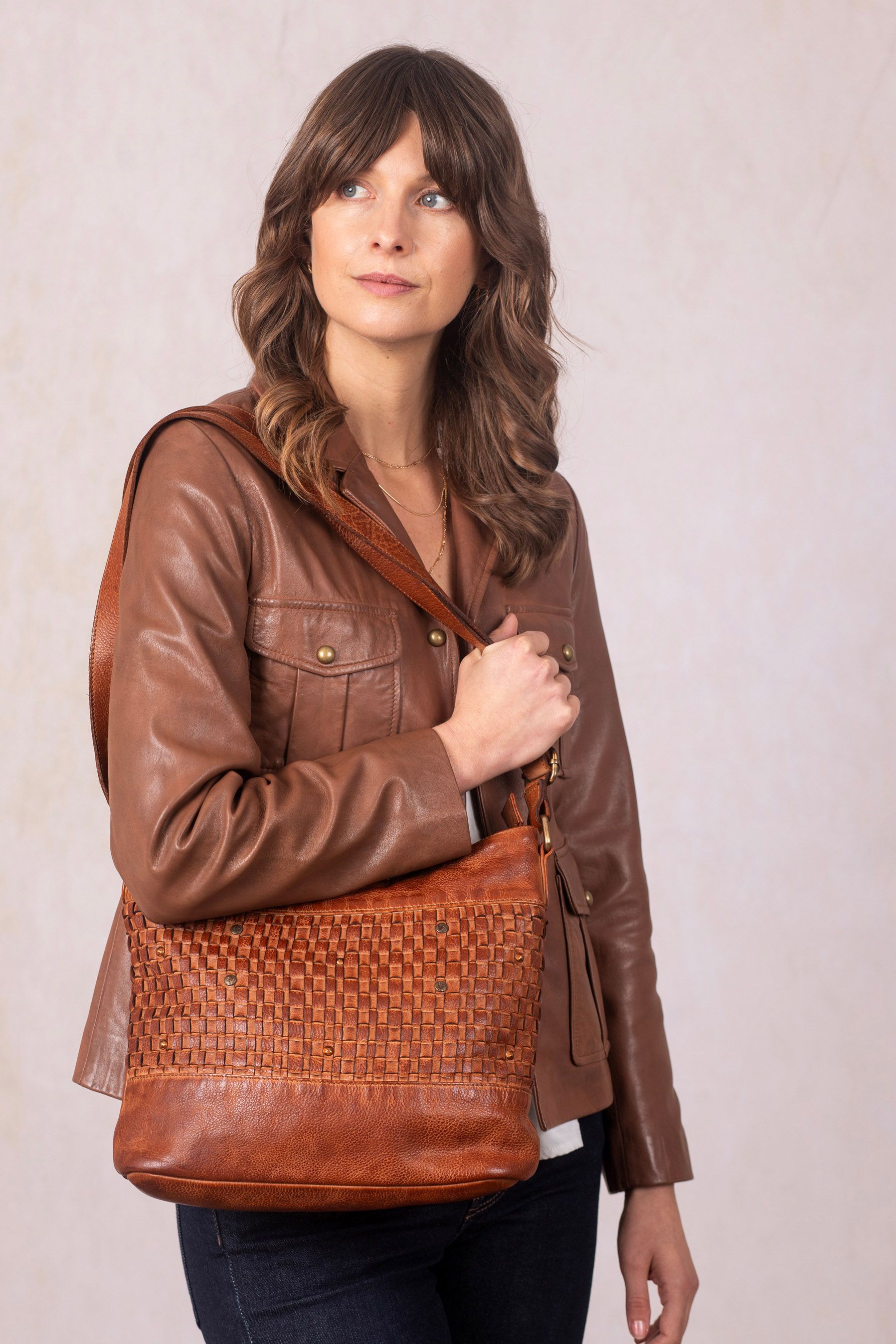 Lakeland Leather Storrs' Woven Leather Cross Body Bag