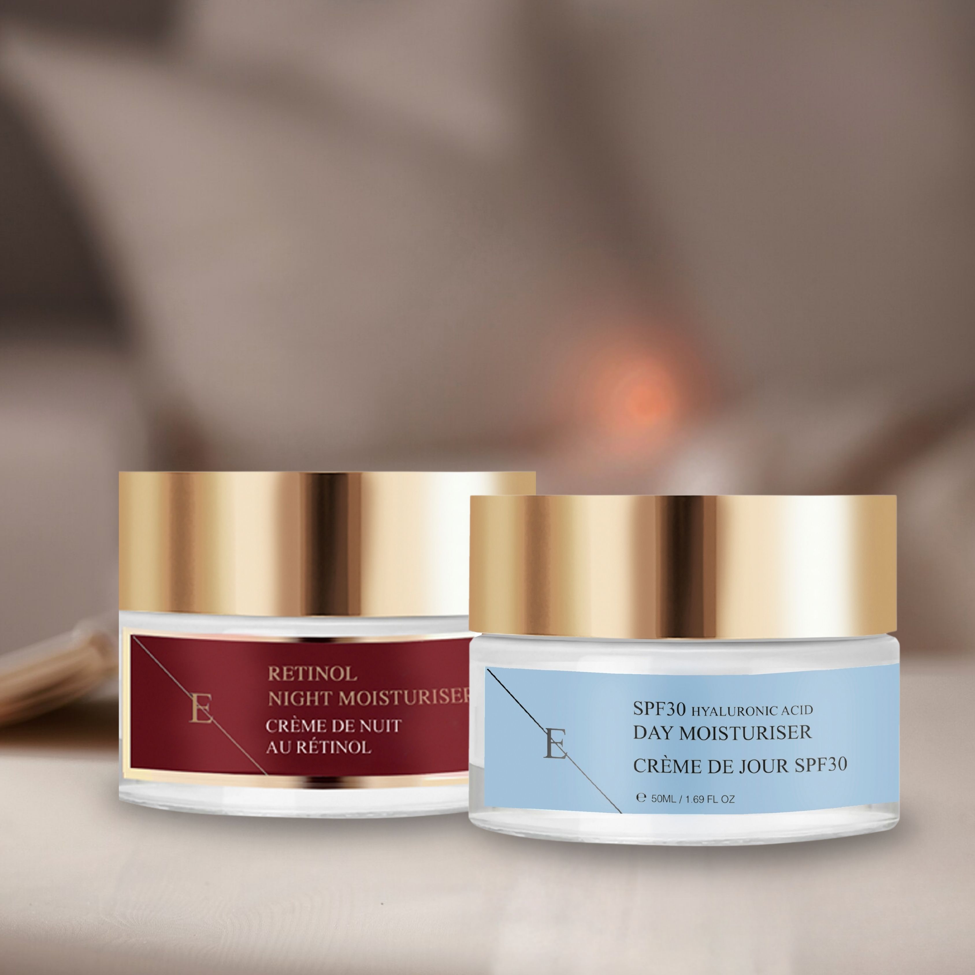 Erth Skin London Day & Night Renewal Duo Retinol Night Moisturiser 50ml   SPF 30 Hyaluronic Acid Day Cream 50ml