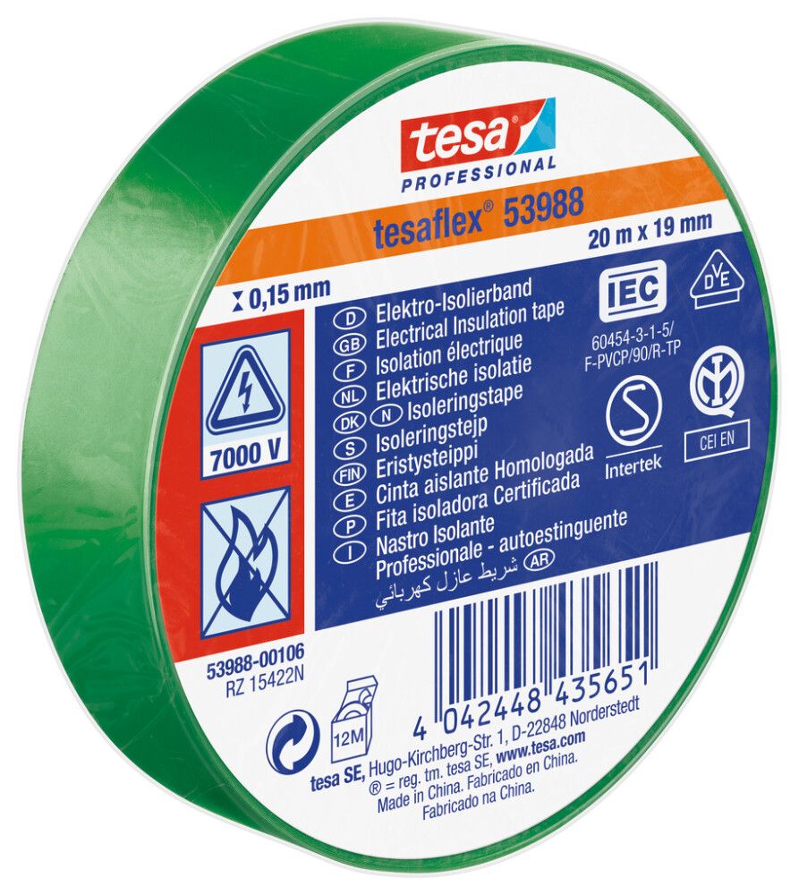 ISOLERINGSTAPE TESA 20MX19MM GRØNN