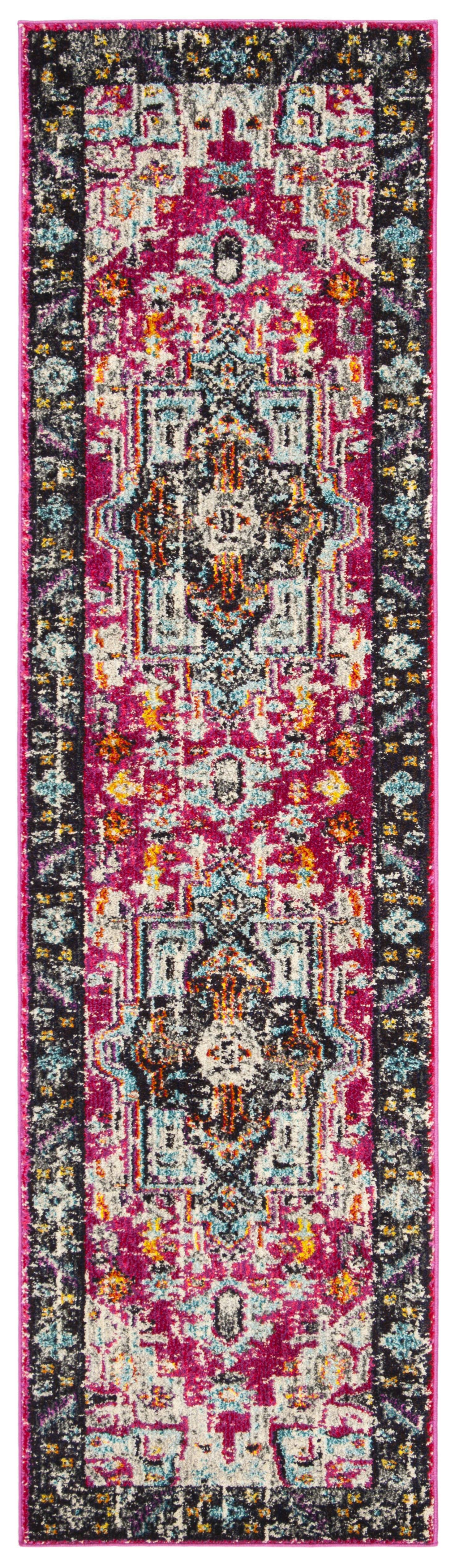 MONACO - Tapis de salon interieur en fuchsia & gris, 66 x 244 cm