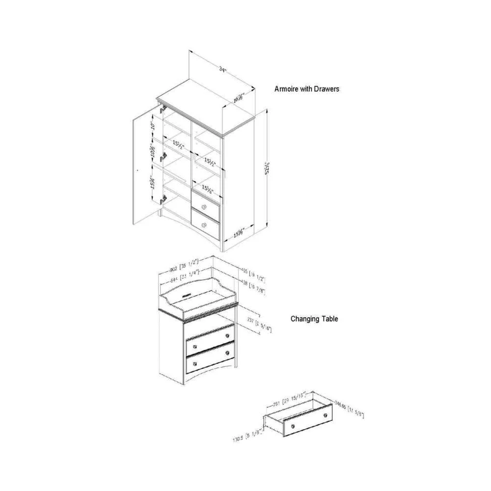 Angel Espresso Changing Table with Drawers
