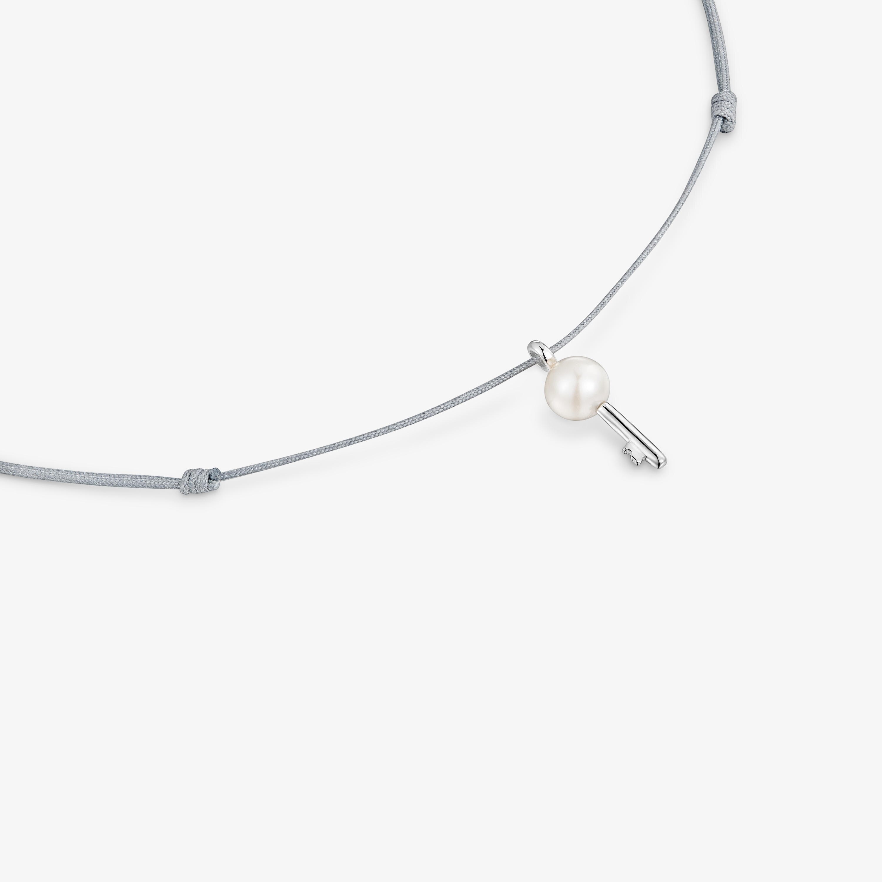 Collar de plata, nylon gris y perla cultivada TOUS Unlock