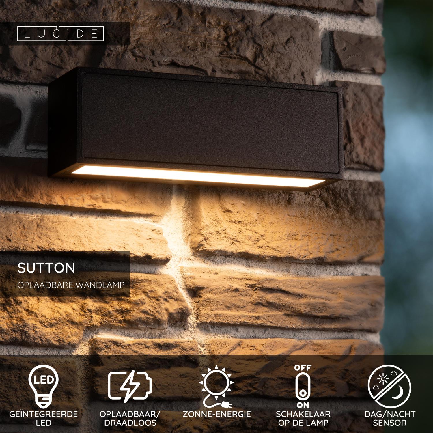 Lucide SUTTON Wandlamp - Zwart