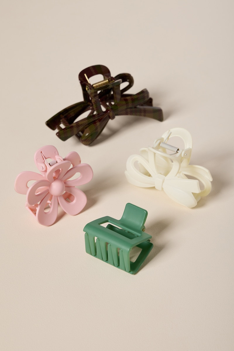 Anna Flower and Bows Hair Claw Set