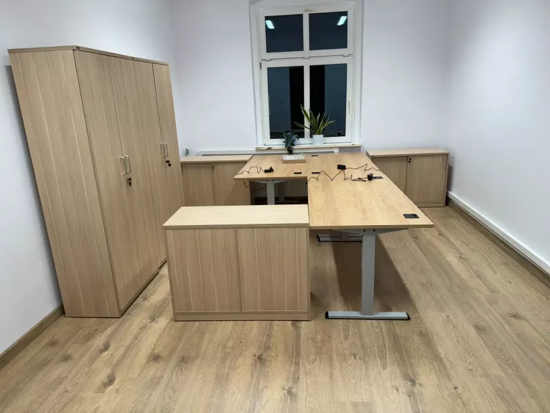 Biurko eCOMO 160x80cm dąb hickory z regulacją wysokości - po
