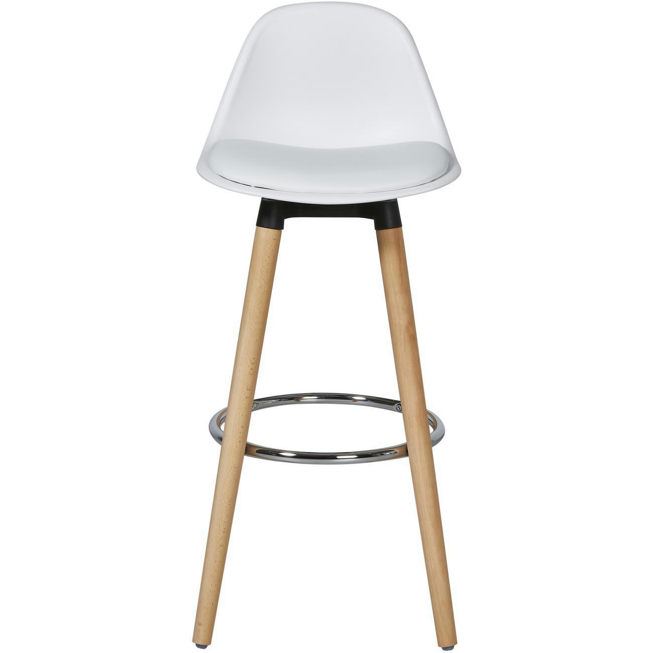 PAGGO - Lot de 2 - Tabouret De Bar assise plastique dur abs blanc pieds metal
