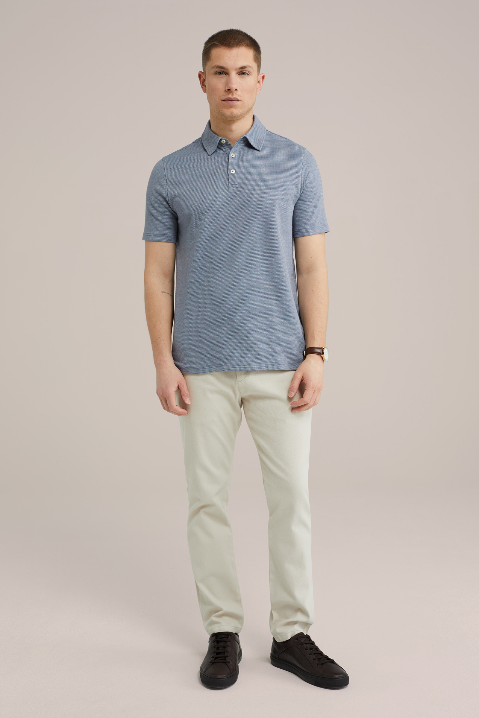 Heren Slim fit polo met structuur