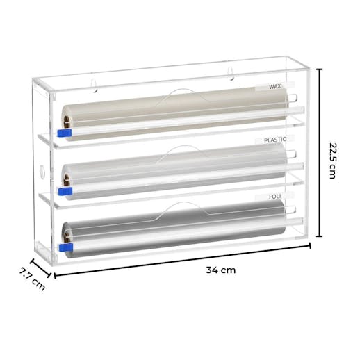 NNEWDS 3 in 1 Acrylic Wrap Dispenser with Cutter and Labels (Clear) GO-WD-103-SYD