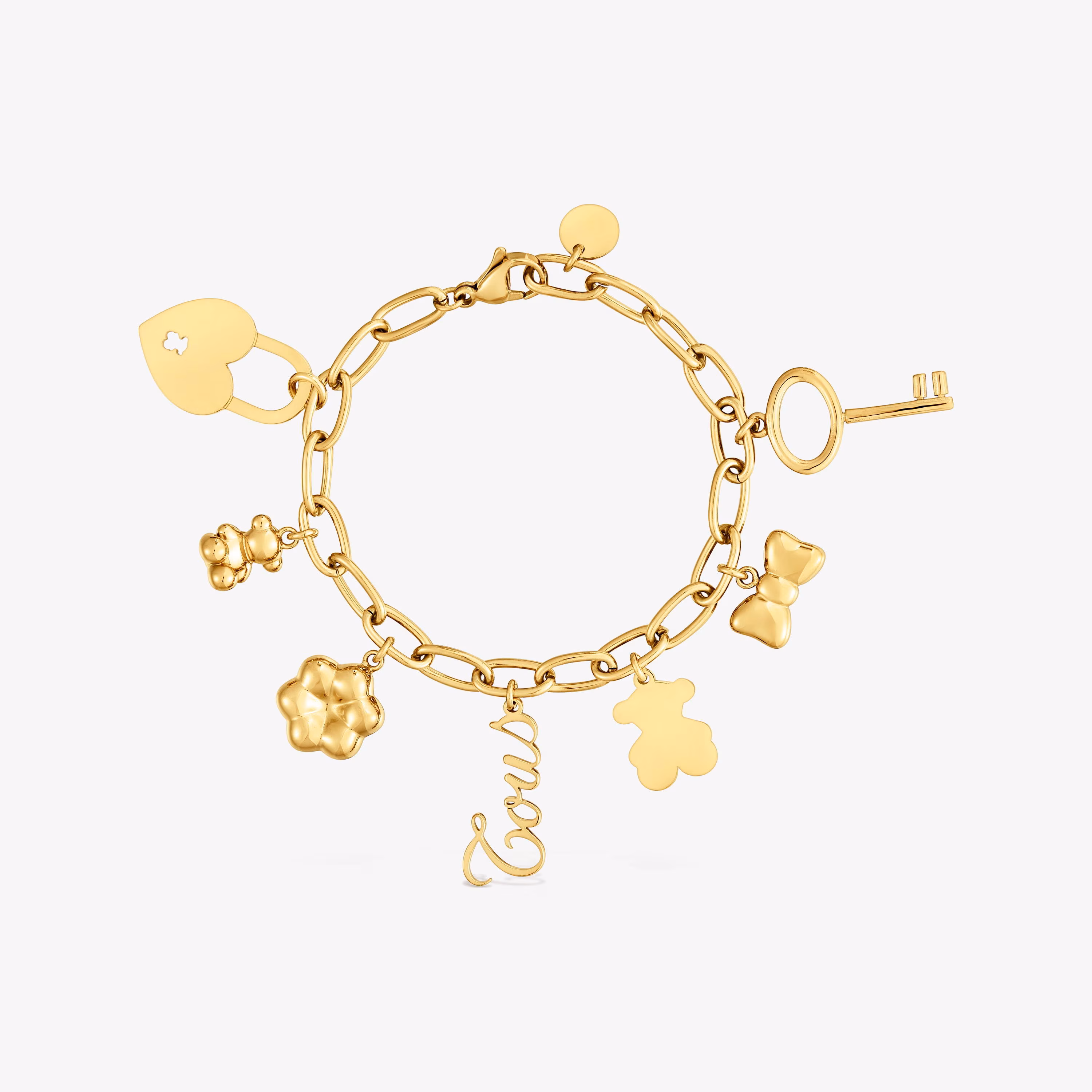Pulsera de acero dorado y motivos colgantes TOUS Charming