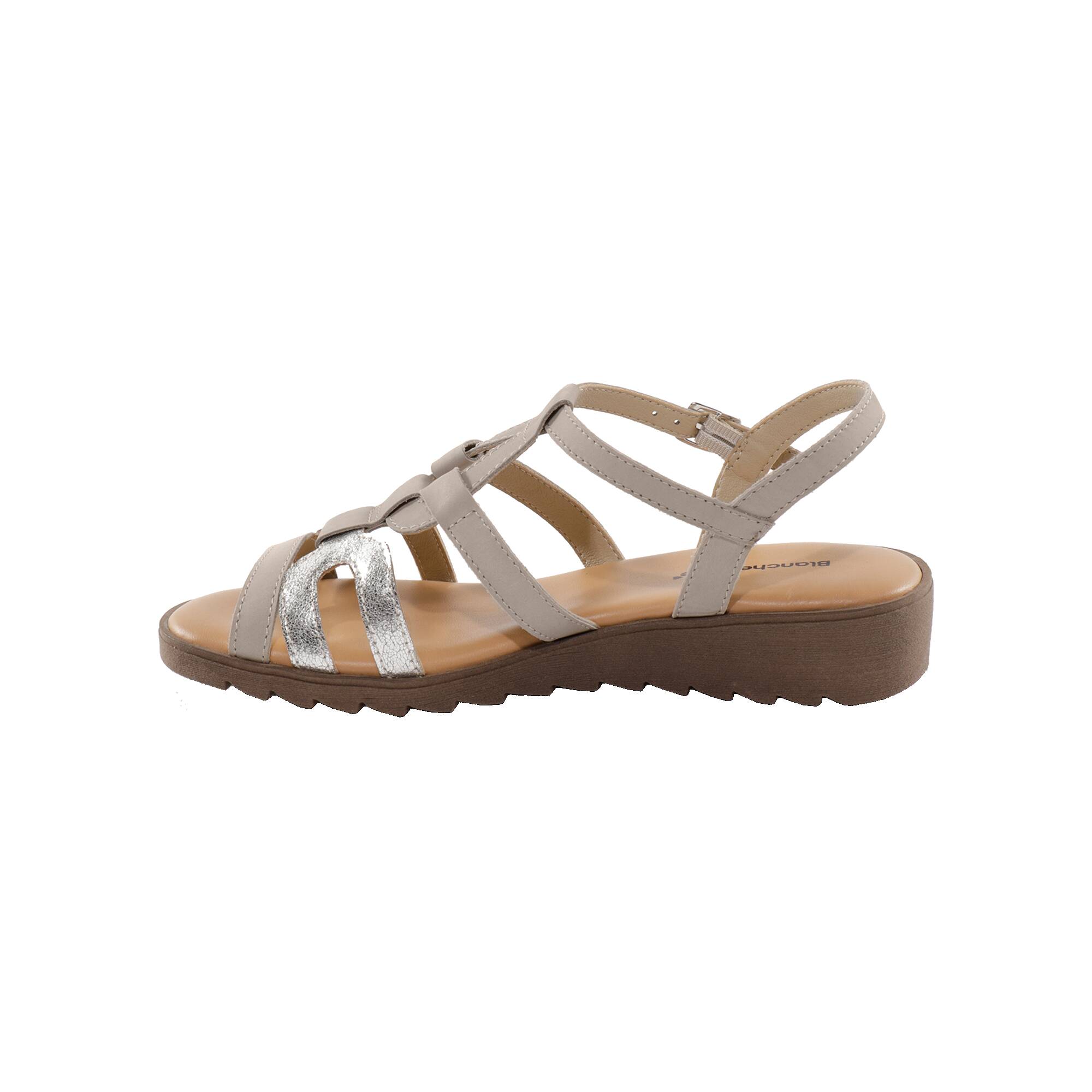 Sandales compensées cuir bi-matière