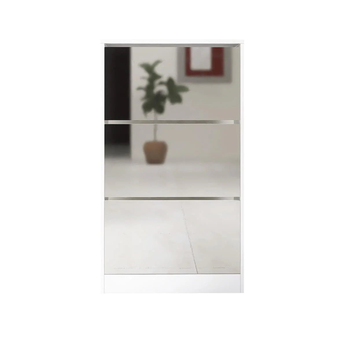 Shoe Cabinet with Mirror, 3-Tiers Shoe Storage Cabinet with Doors, Freestanding Shoe Rack Storage Organizer for Entryway