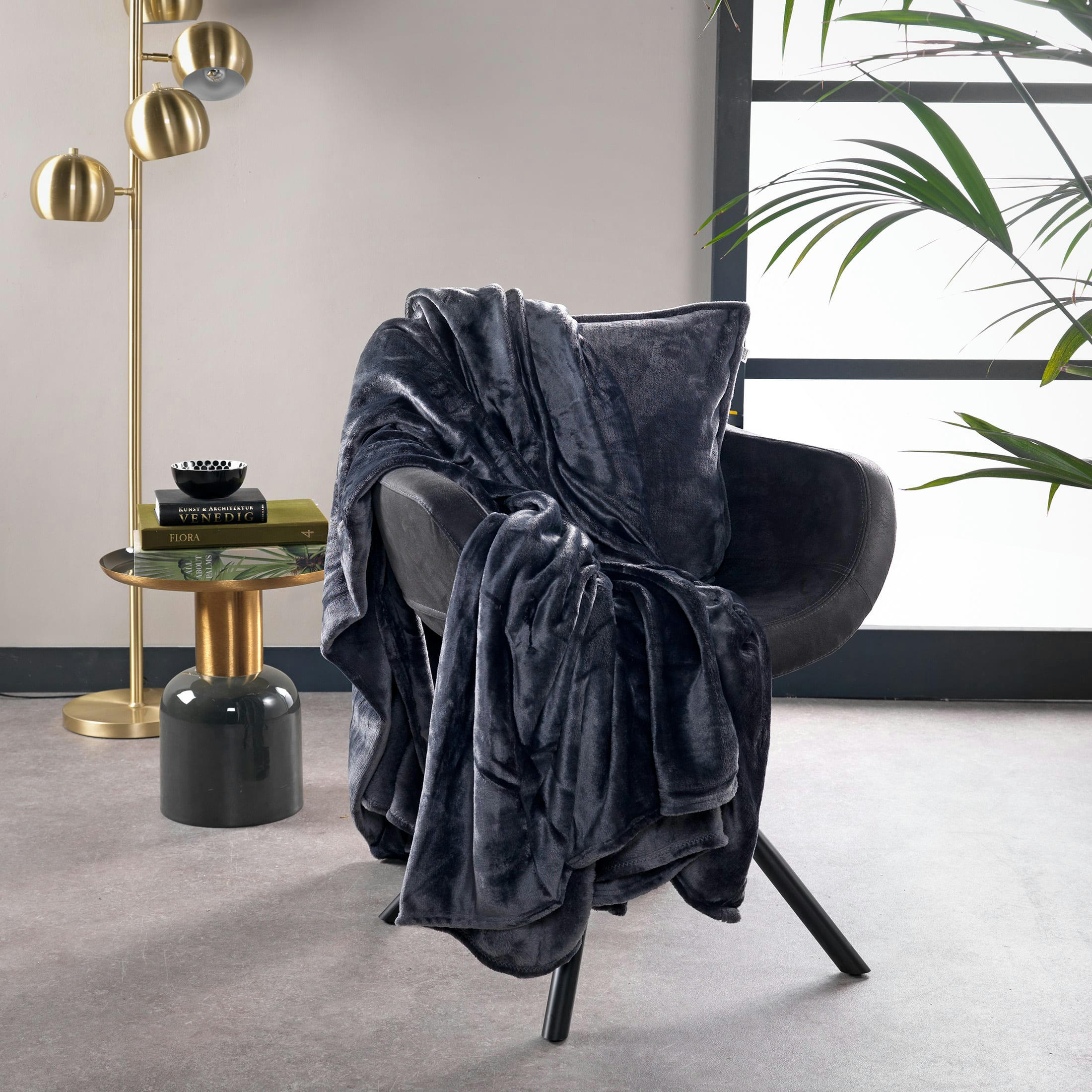 BILLY - Plaid gris fleece 150x200 cm uni