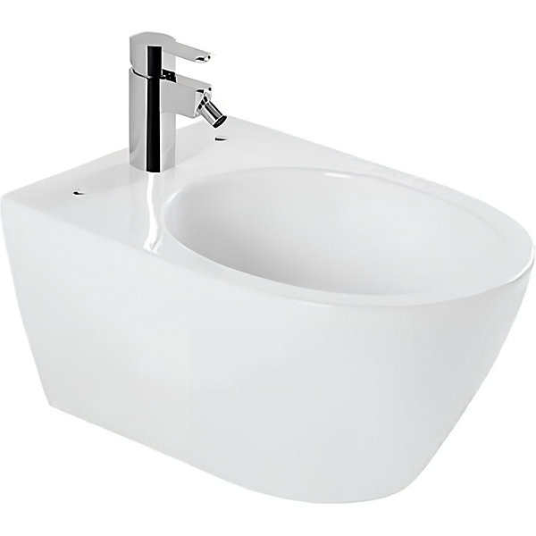 Bidet suspendu céramique traditionnelle SANINDUSA Sanlife avec trous pour abattant (abattant non compris) blanc