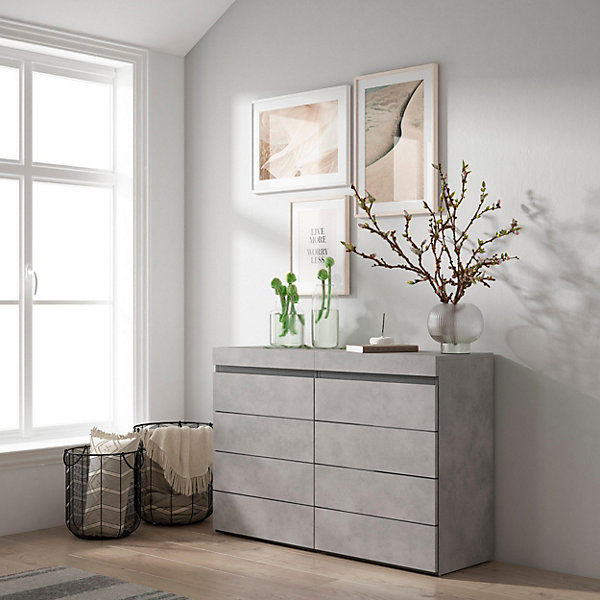Commode buffet armoire 114x35x75cm couleur gris ciment