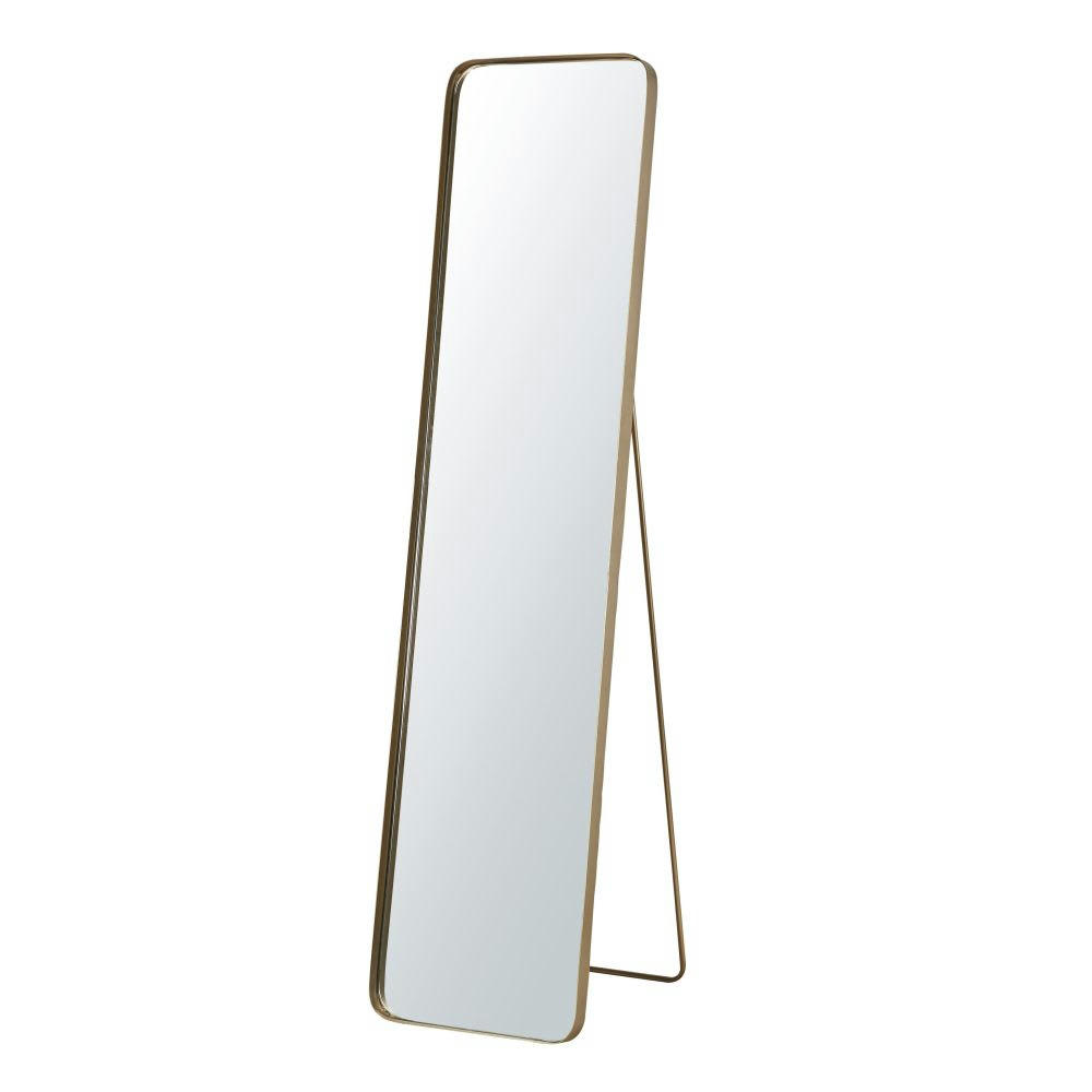 WESTON - Grand miroir rectangulaire sur pied en métal doré 40x167