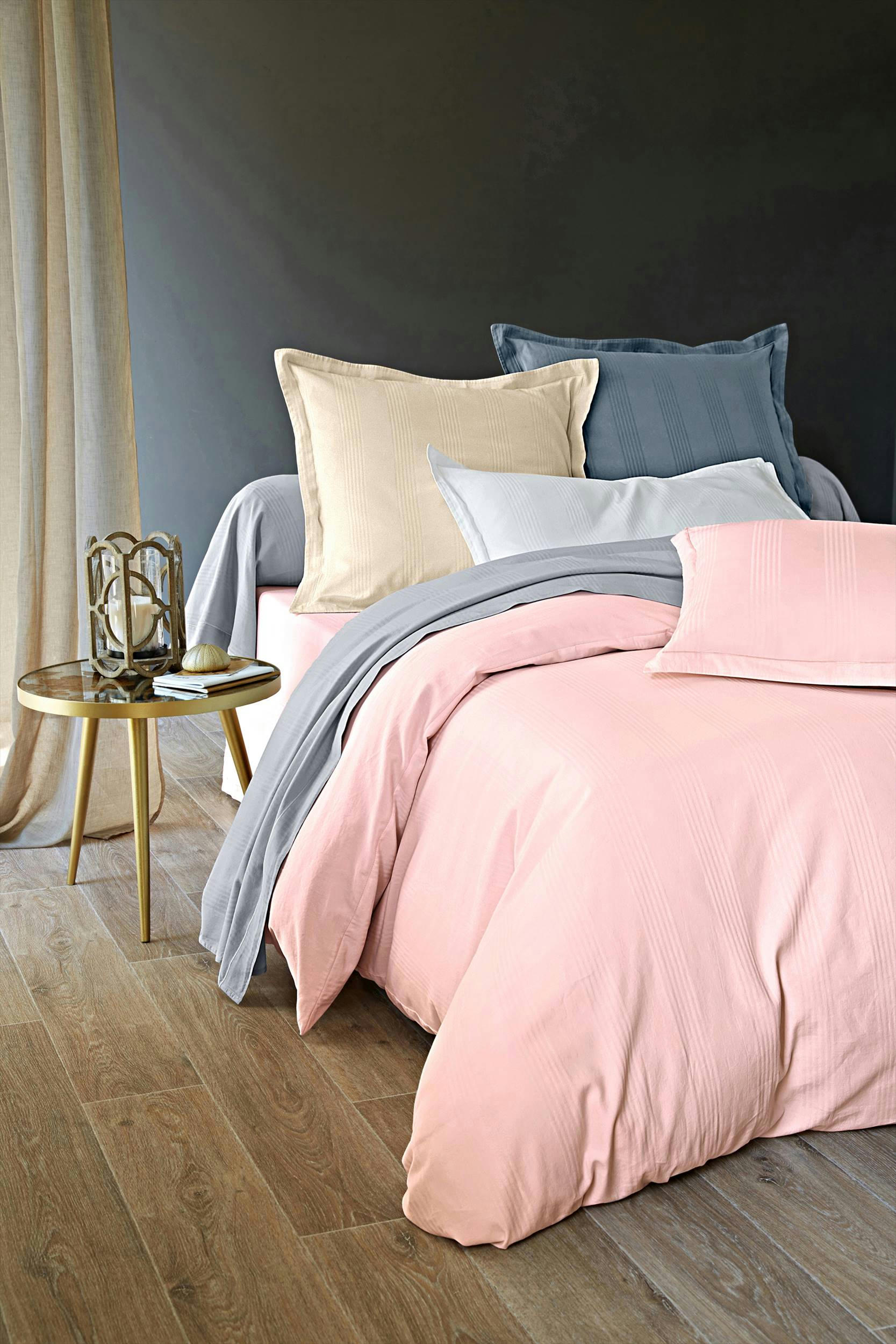 SATIN - Drap-housse 160x200 en satin de coton  rose nude