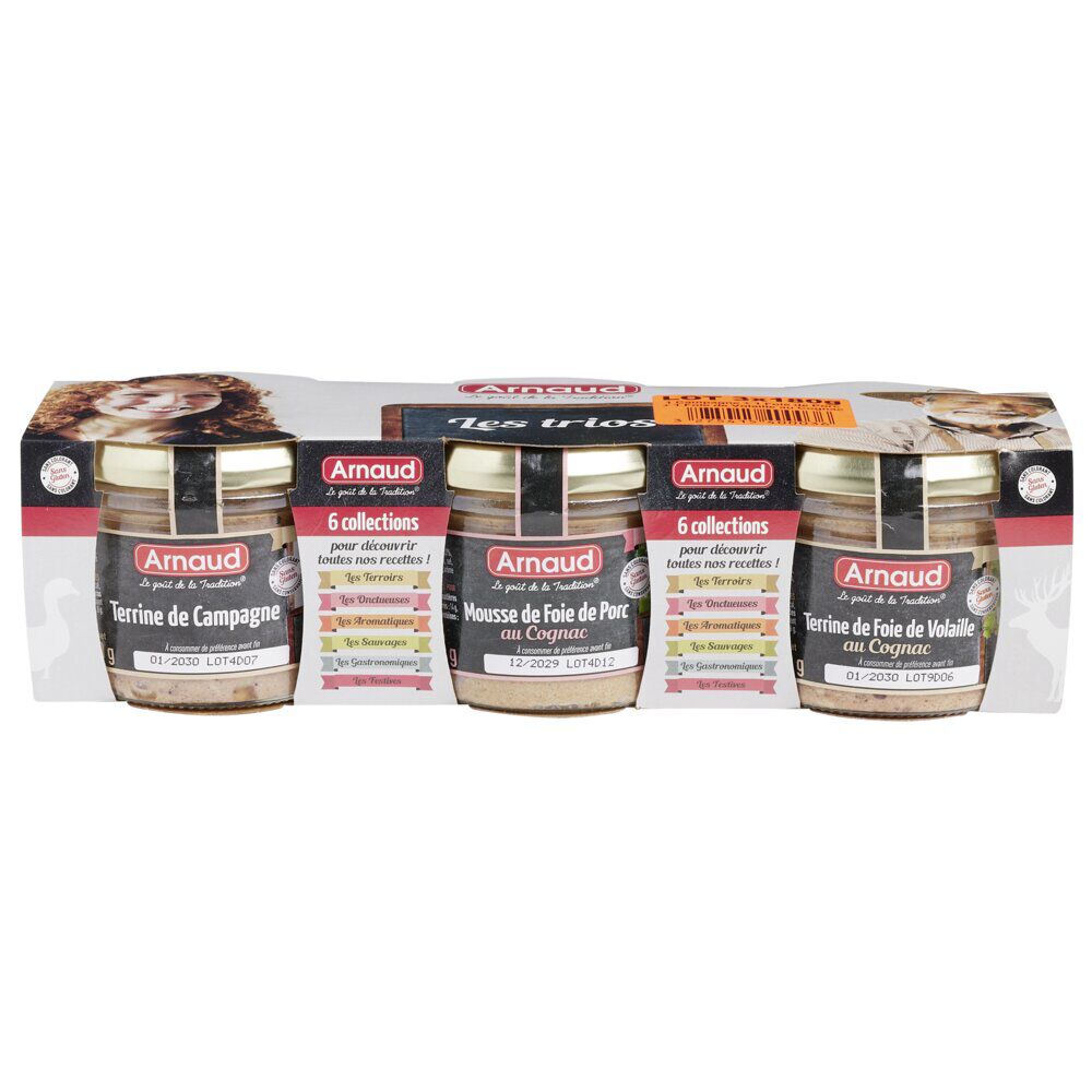 Terrine 3x180gr campagne   volaille   porc origine France