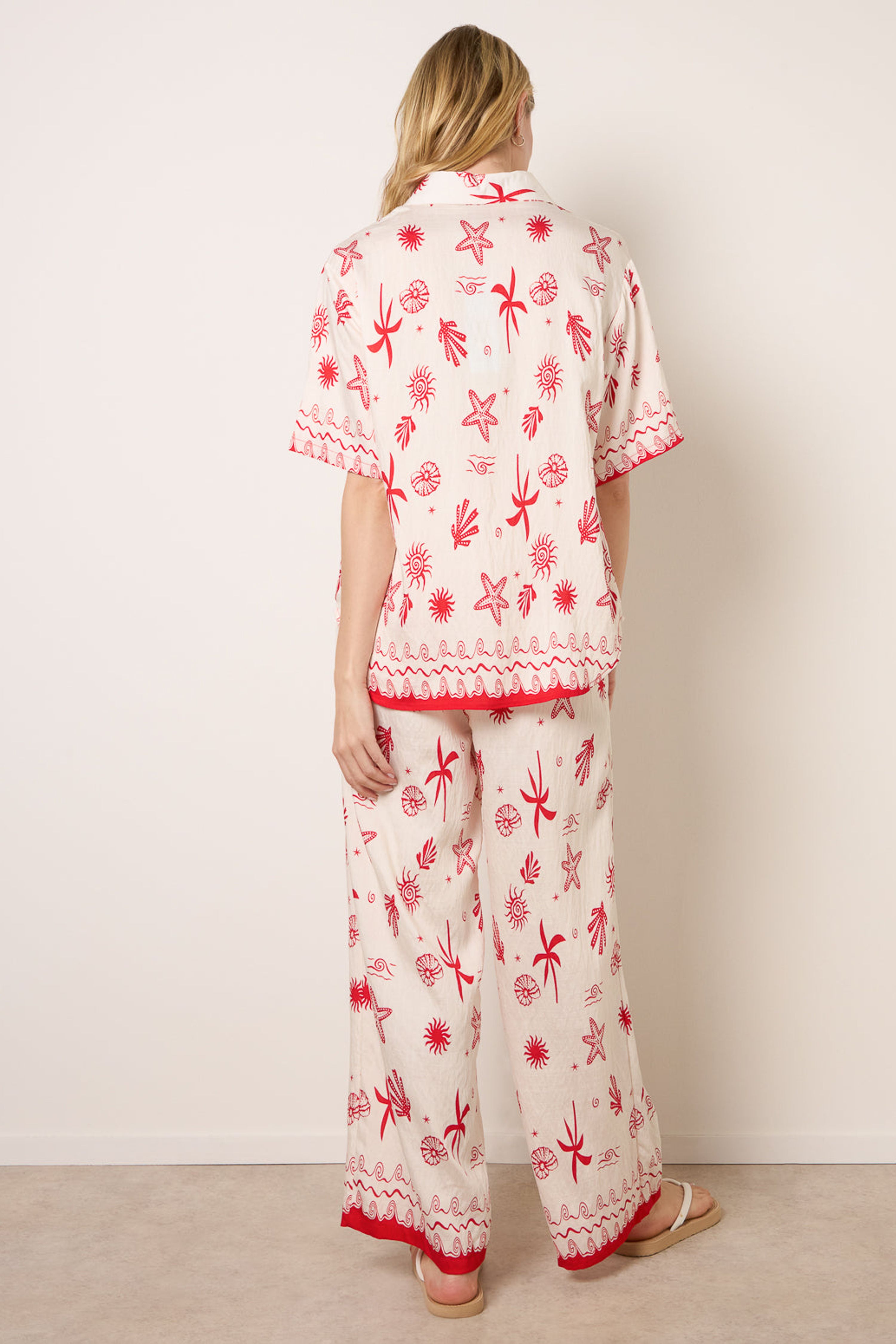Blue Vanilla Red and Cream Co-Ord Set With Marine-Inspired Print
