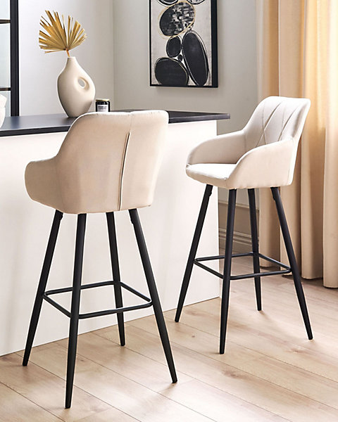 Lot de 2 chaises de bar DARIEN Beige clair