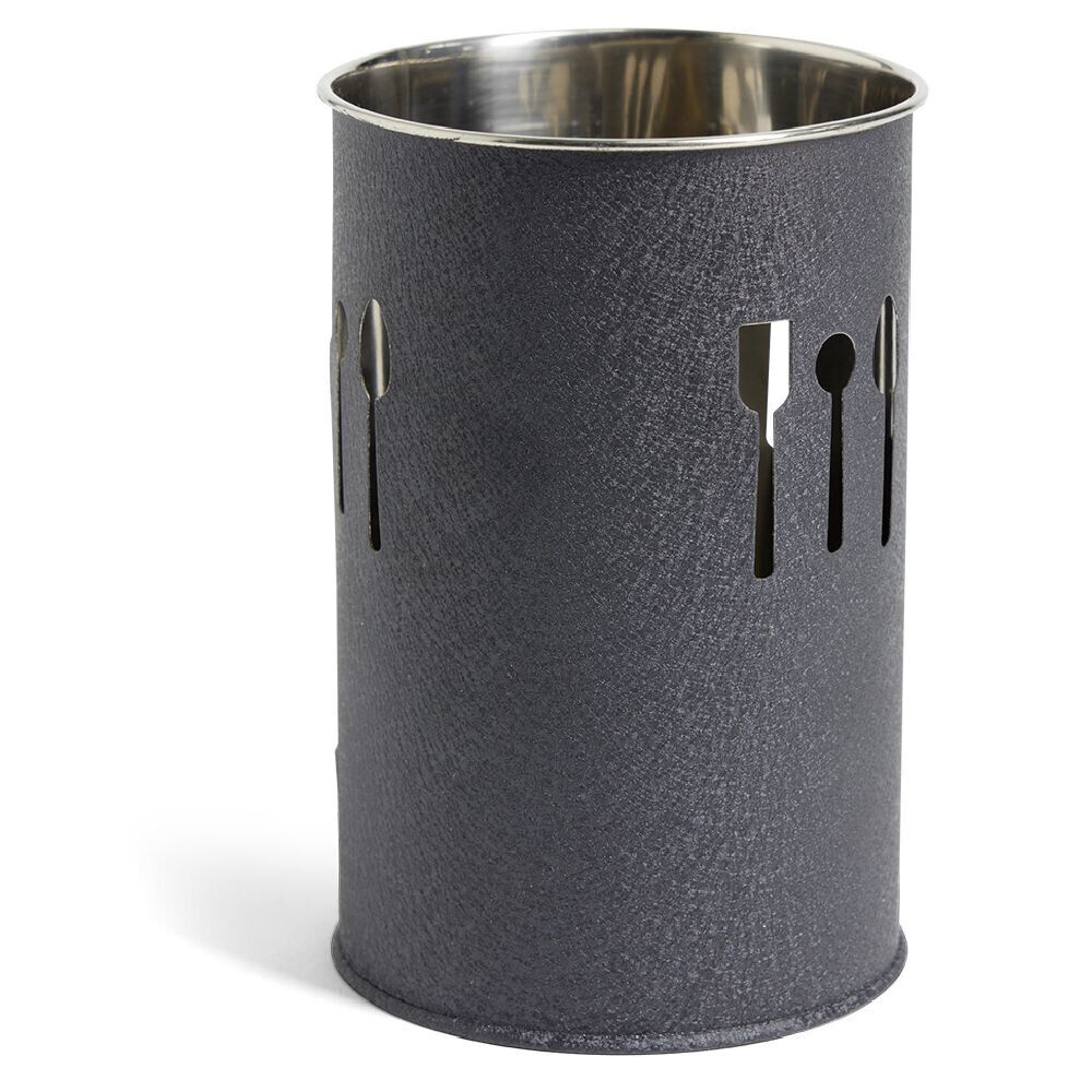 Pot range-couverts Ø10xH.15cm inox finition gris crocodile